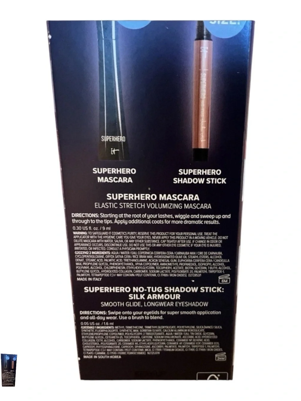 It Cosmetics Superhero Mascara & Shadow StickGift Set Duo N Full Sizes NEW!